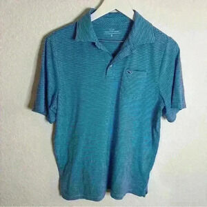 Vineyard Vines 🐳 Blue Striped Stretch Performance Golf Polo XL